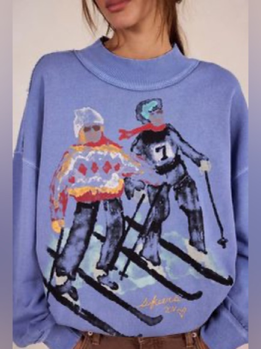 We The Free Palm Spring Turtleneck Graphic Pullover XL NWOT
